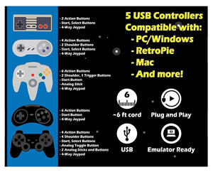 Retro USB Controllers - N64 SNES PS2 NES SNES